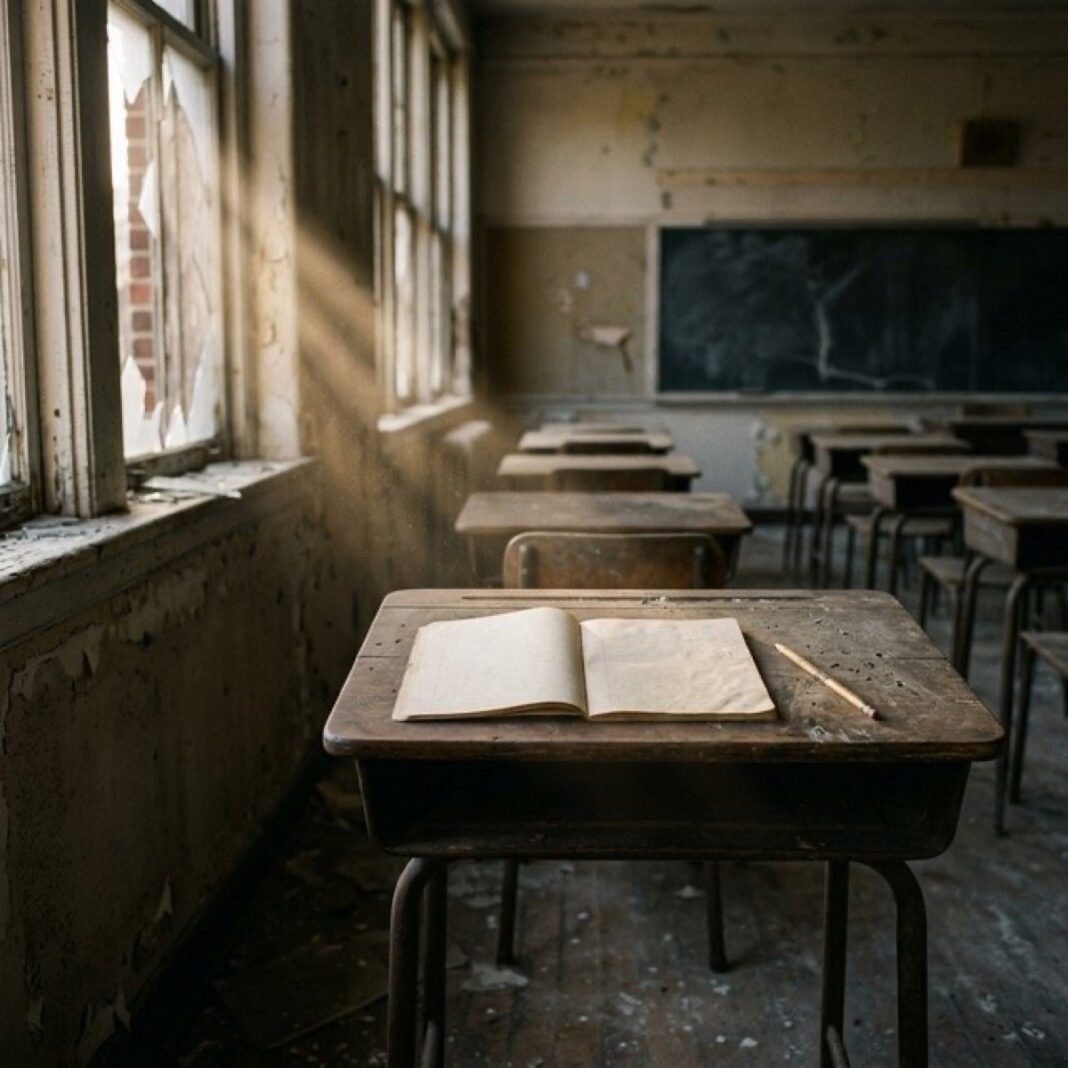 Escritorio escolar vacio