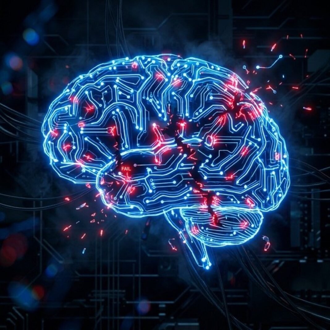 Agentes de IA Fallan Sin Supervisión: Prudencia Bíblica Cerebro de IA con señales de fallo
