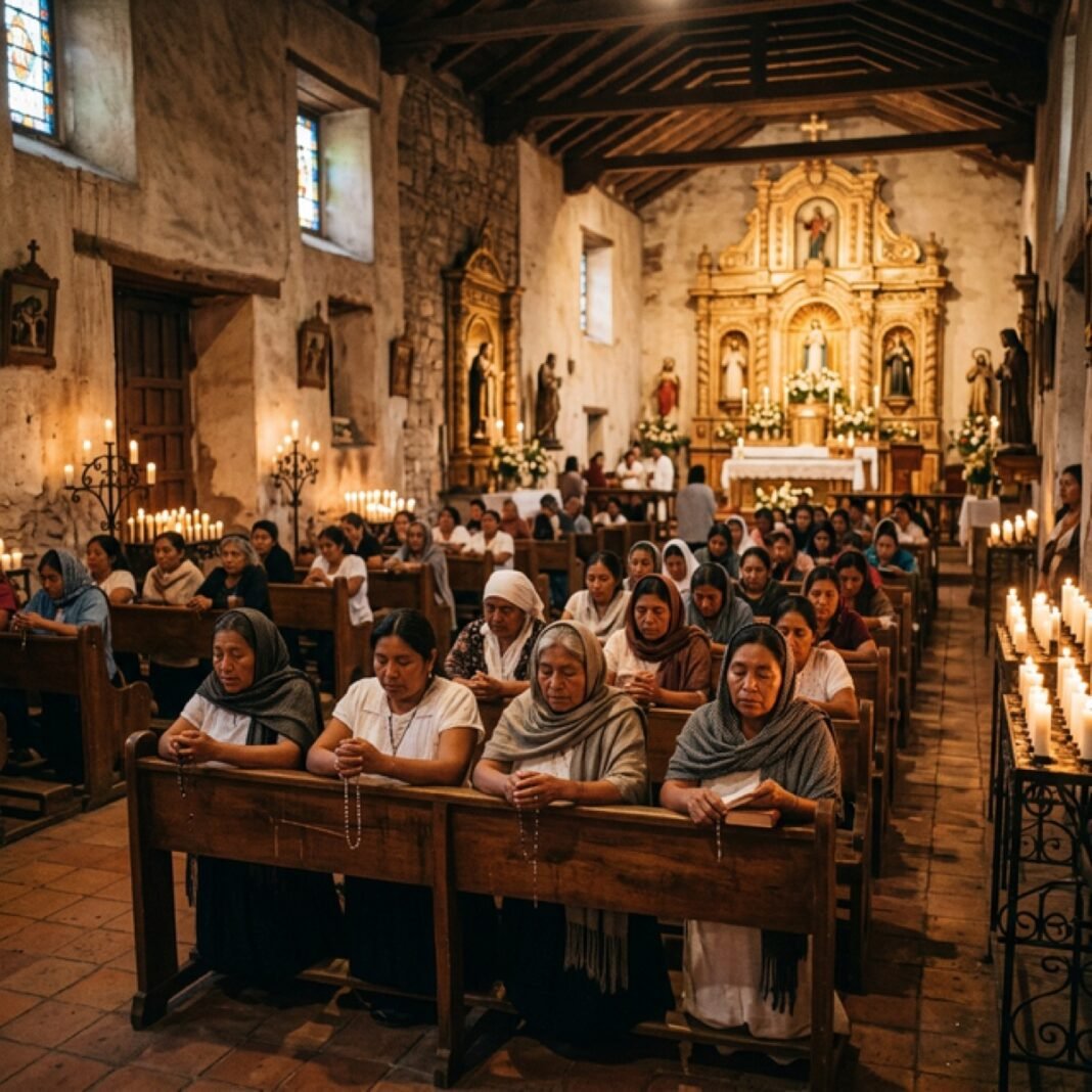 Mujeres en oracion en iglesia