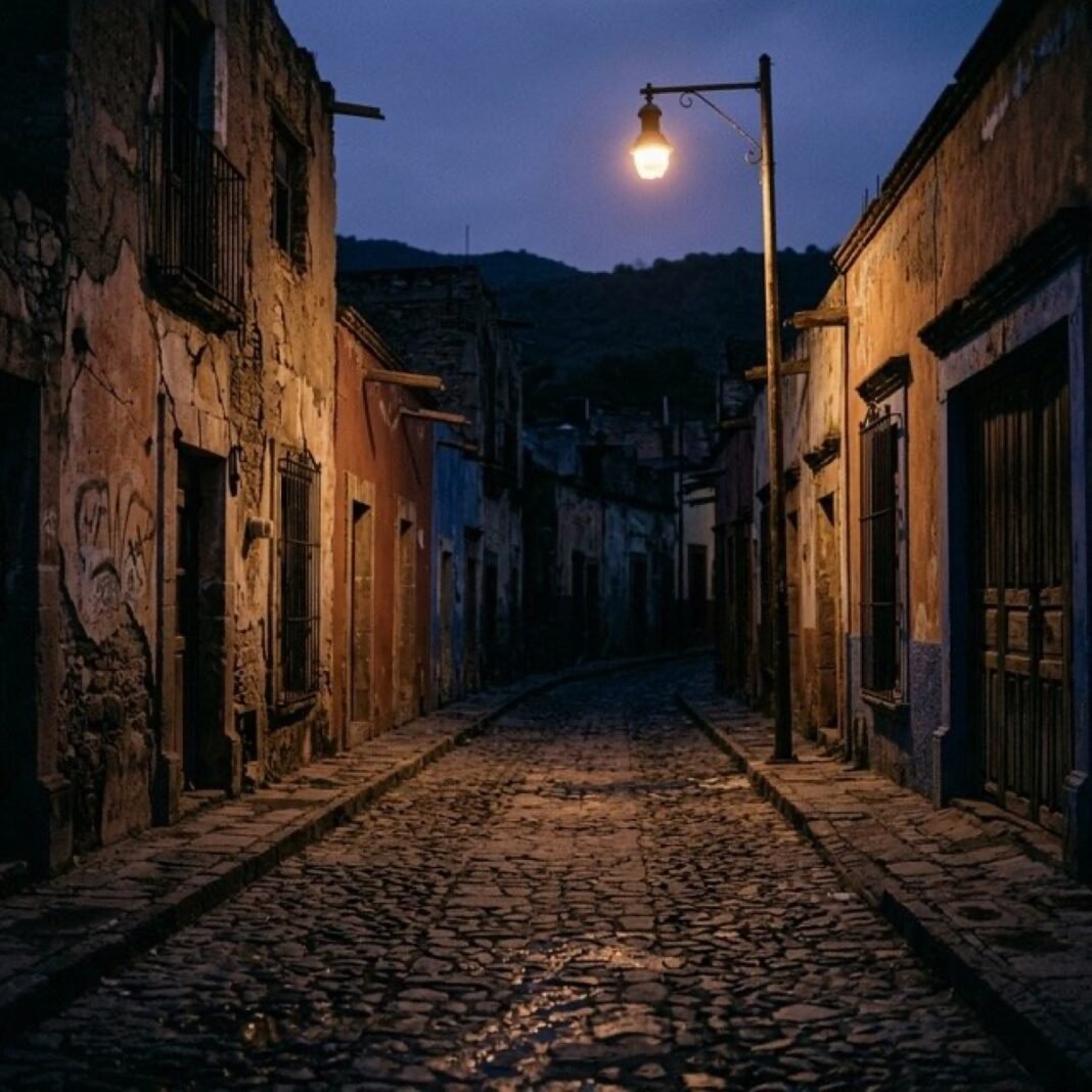 Muere El Mencho: El Narcotráfico y las Familias Que Destruye Calle oscura de pueblo mexicano